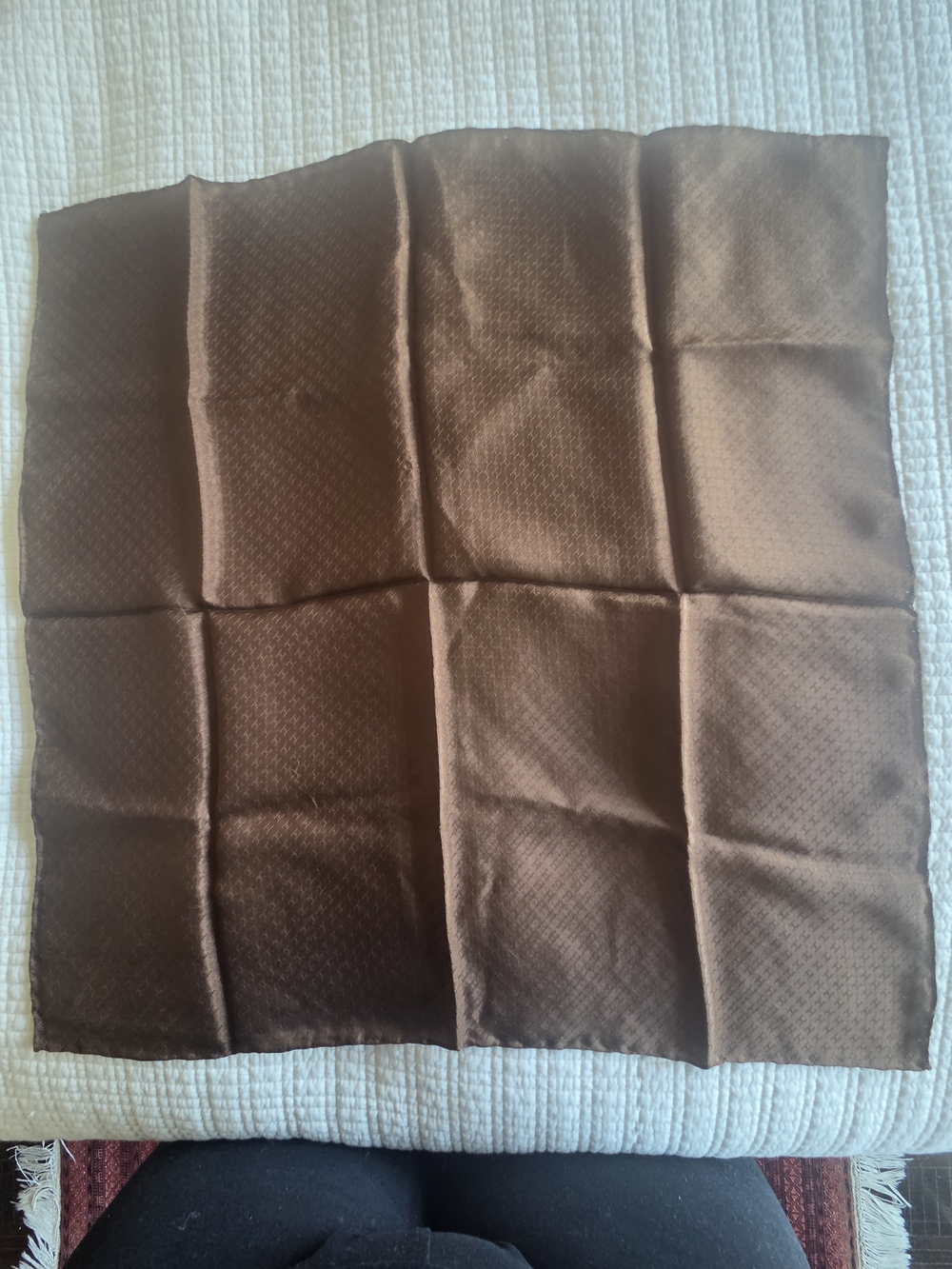 Hermes Brown Silk Square Pochette